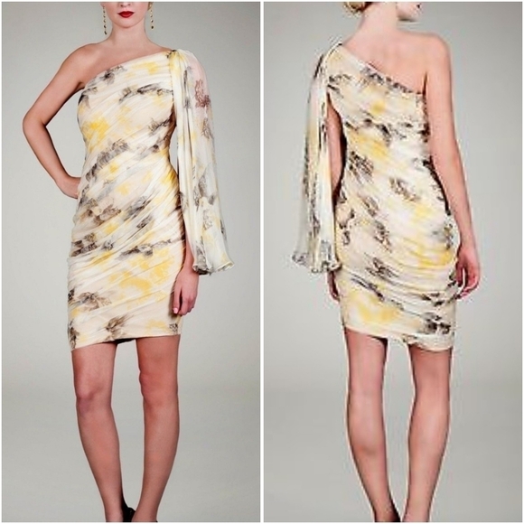 Tadashi Shoji One Shoulder Draped Chiffon Dress - Picture 3 of 13